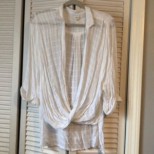 White Textured Wrap Blouse
